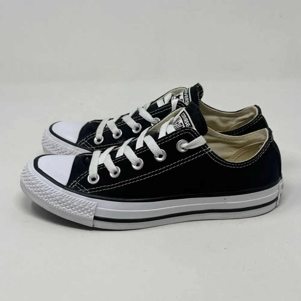 Converse All Star Shoes Womens 6 Black Canvas Low Top Sneakers Chucks Grunge